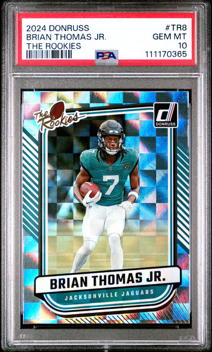 Graded 2024 Panini Donruss Brian Thomas Jr #TR8 The Rookies Rookie RC Football Card PSA 10 Gem Mint