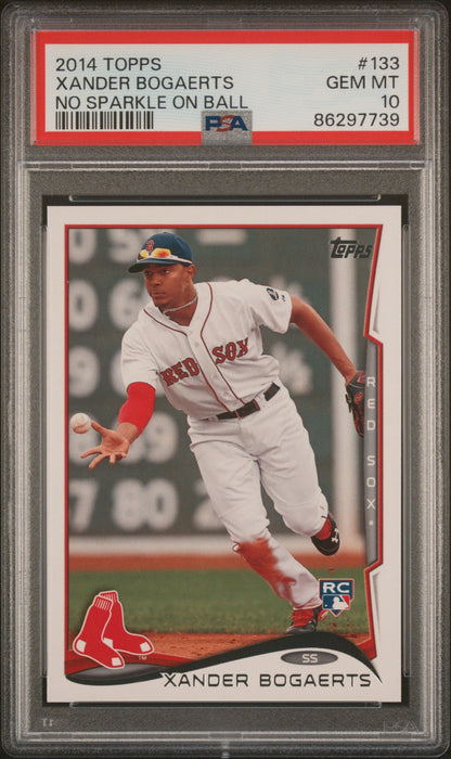 Graded 2014 Topps Xander Bogaerts #133 No Sparkle On Ball Rookie RC Baseball Card PSA 10 Gem Mint