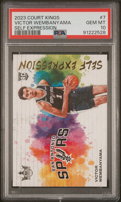 Graded 2023 Panini Court Kings Victor Wembanyama #7 Self Expression Rookie RC Basketball Card PSA 10 Gem Mint