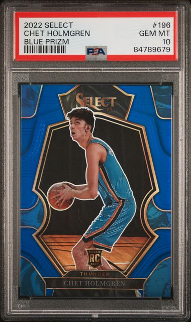 Graded 2022 Panini Select Chet Holmgren #196 Blue Prizm Rookie RC Basketball Card PSA 10 Gem Mint