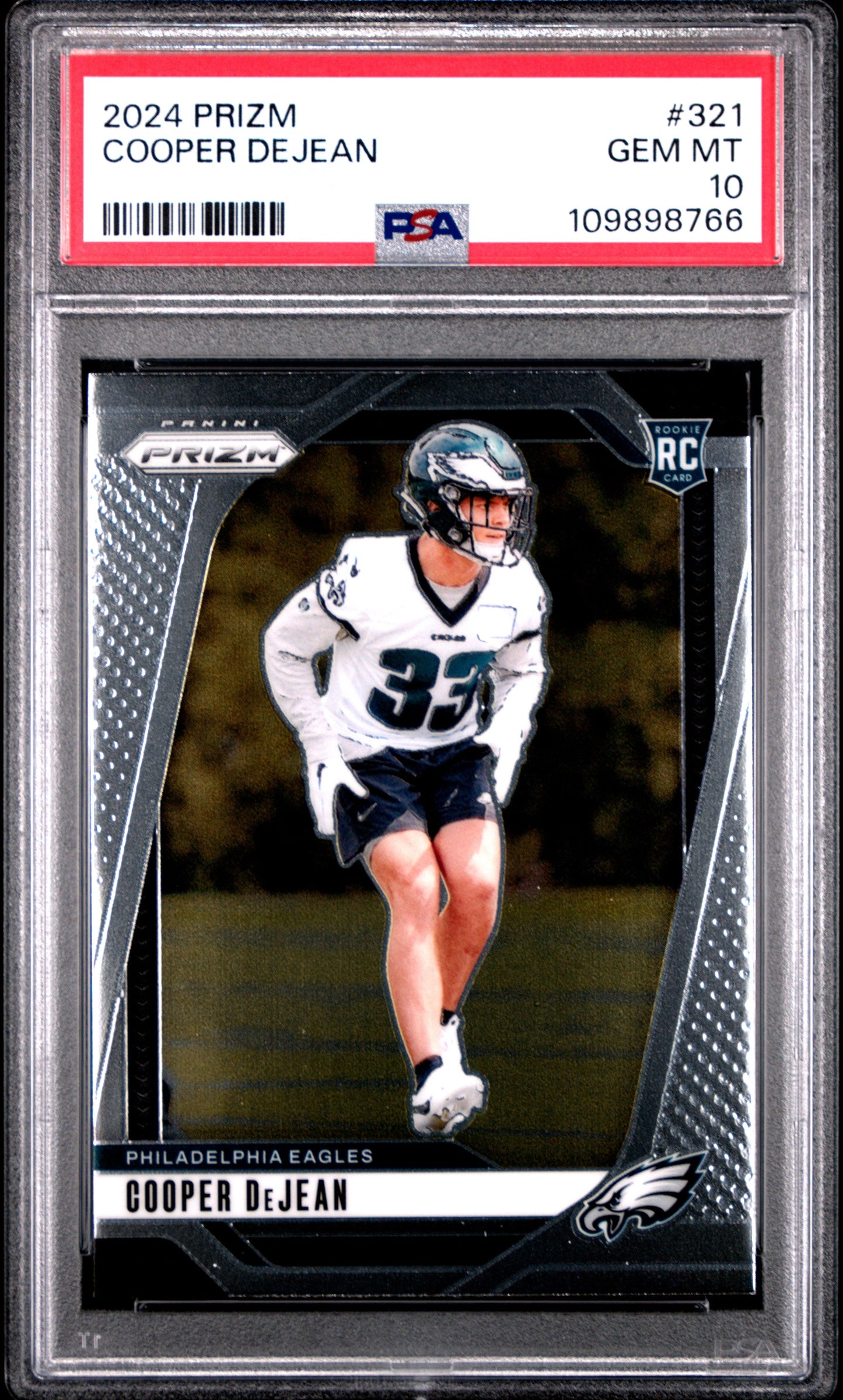 Graded 2024 Panini Prizm Cooper DeJean #321 Rookie RC Football Card PSA 10 Gem Mint