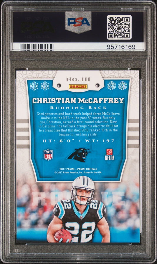 Graded 2017 Panini Christian McCaffrey #111 Rookie RC Football Card PSA 10 Gem Mint