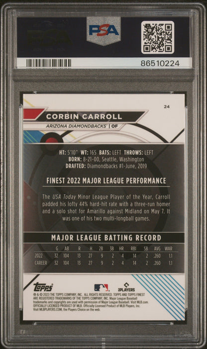 Graded 2023 Topps Finest Corbin Carroll #23 Rookie RC Baseball Card PSA 10 Gem Mint
