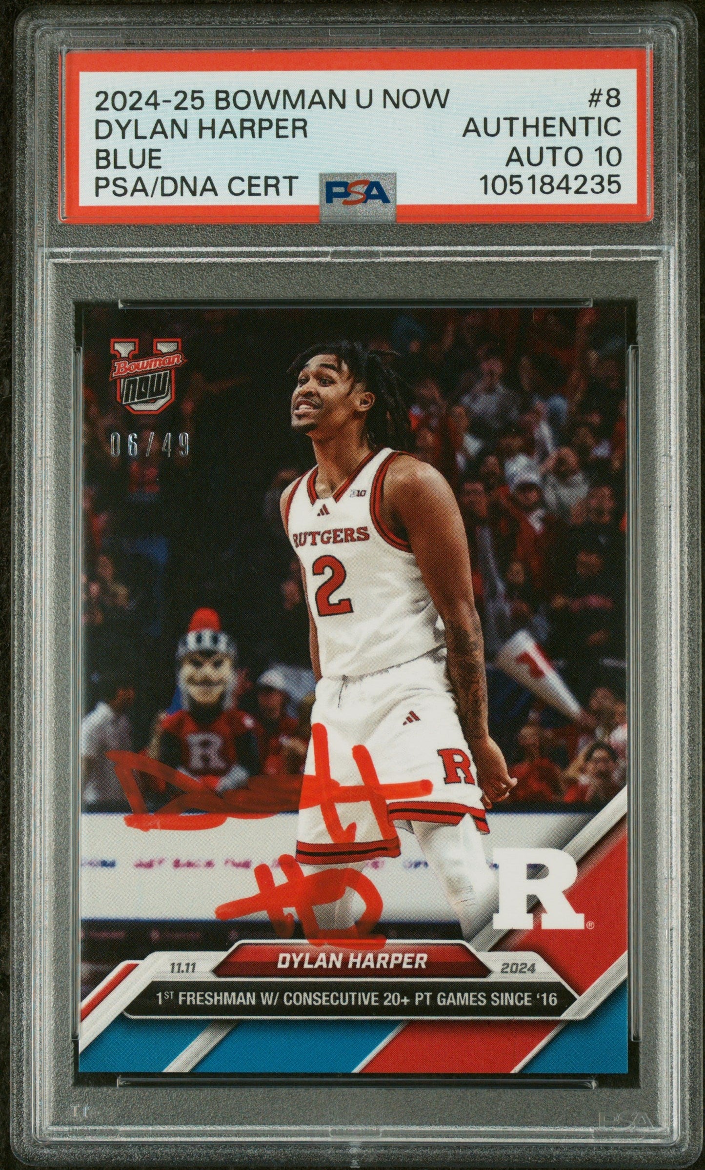 Graded 2024 Topps Bowman U Now Dylan Harper #8 Blue /49 Rookie RC Basketball Card PSA 10 Auto Grade Gem Mint