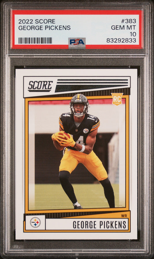 Graded 2022 Panini Score George Pickens #383 Rookie RC Football Card PSA 10 Gem Mint