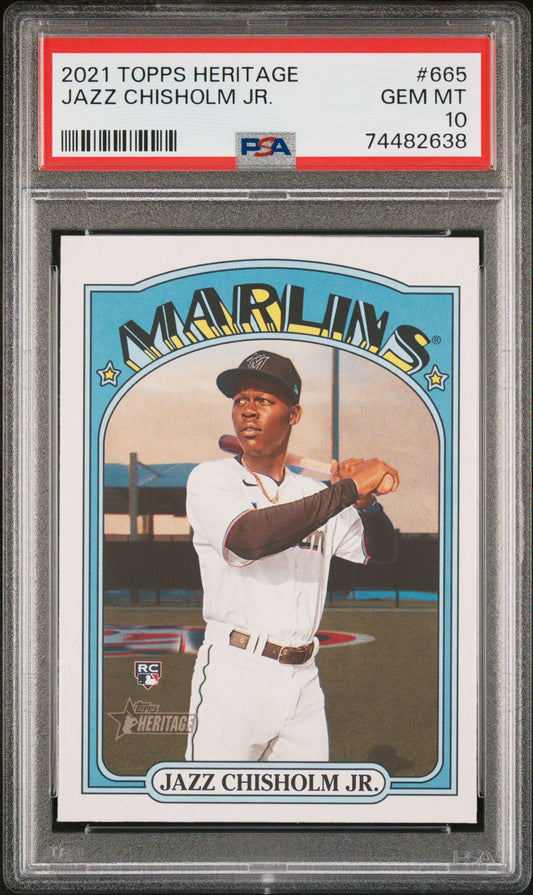 Graded 2021 Topps Heritage Jazz Chisholm #665 Rookie RC Baseball Card PSA 10 Gem Mint