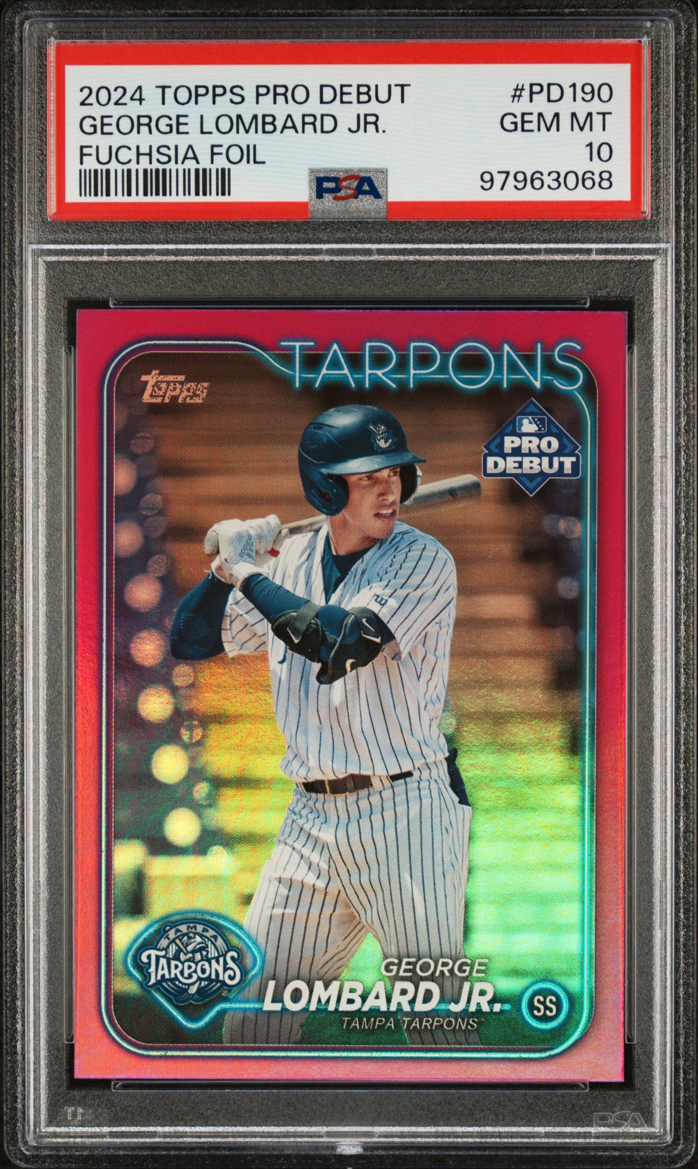 Graded 2024 Topps Pro Debut George Lombard Jr #PD190 Fuschia Foil #/199 Rookie RC Baseball Card PSA 10 Gem Mint