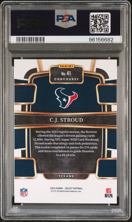 Graded 2023 Panini Select CJ Stroud #41 Rookie RC Football Card PSA 10 Gem Mint