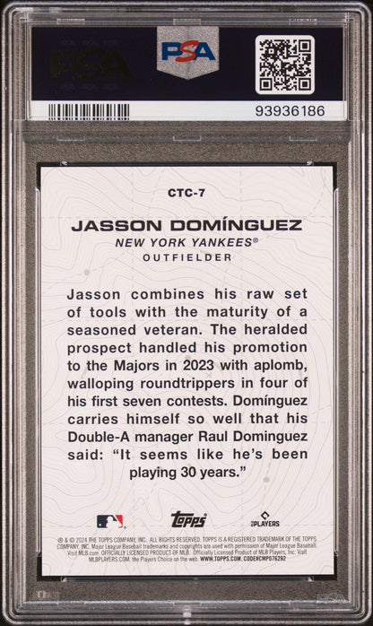 Graded 2024 Topps Jasson Dominguez #CTC7 City to City Rookie RC Baseball Card PSA 10 Gem Mint