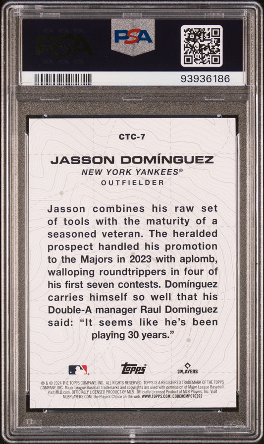 Graded 2024 Topps Jasson Dominguez #CTC7 City to City Rookie RC Baseball Card PSA 10 Gem Mint