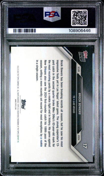 Graded 2024 Topps Now Brock Bowers #17 Rookie RC Football Card PSA 9 Mint