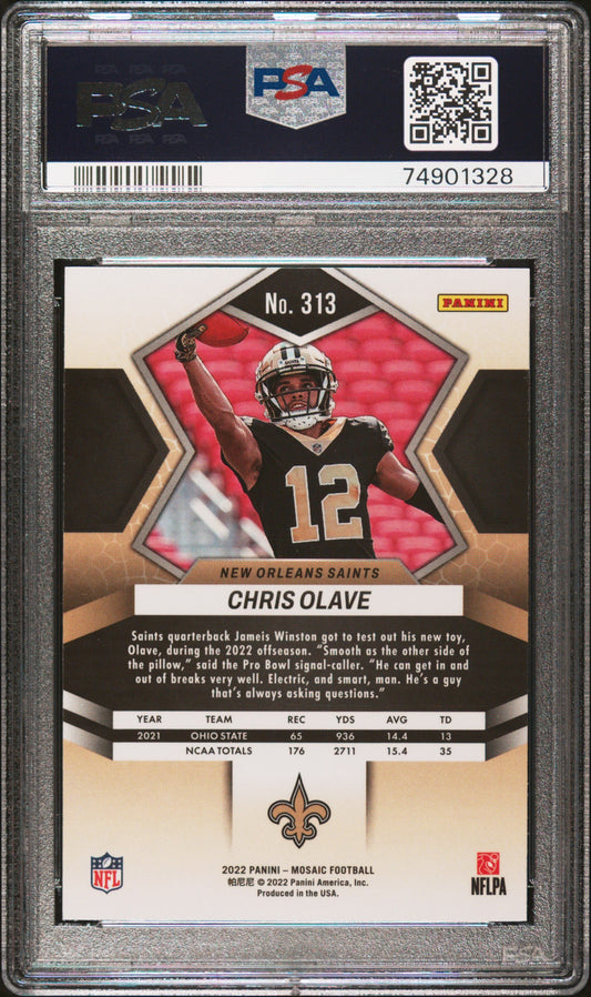Graded 2022 Panini Mosaic Chris Olave #313 Rookie RC Football Card PSA 10 Gem Mint
