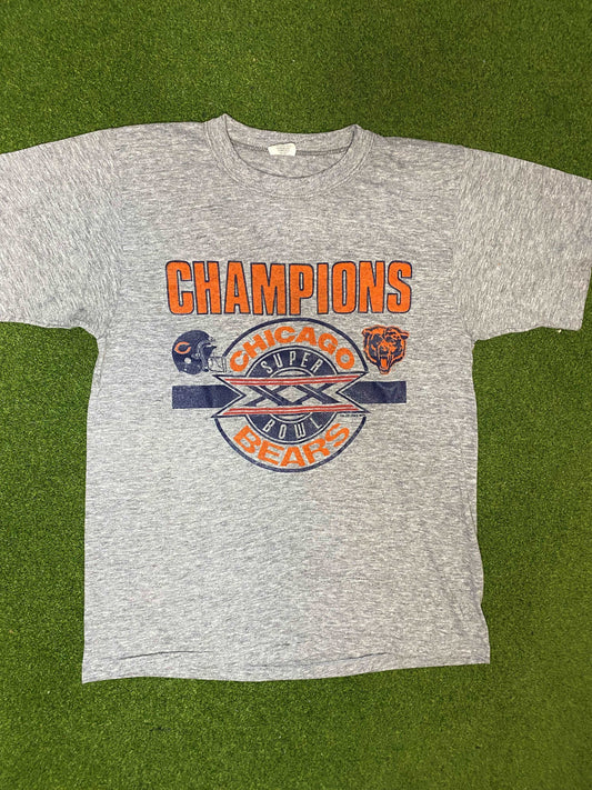 1985 Chicago Bears - Super Bowl XX Champions - Vintage NFL Tee Shirt (Medium) - Gametime Vintage