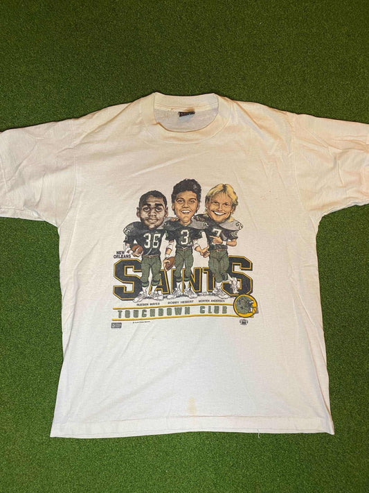 1987 New Orleans Saints - Touchdown Club - Vintage NFL Player Tee Shirt (XL) - Gametime Vintage