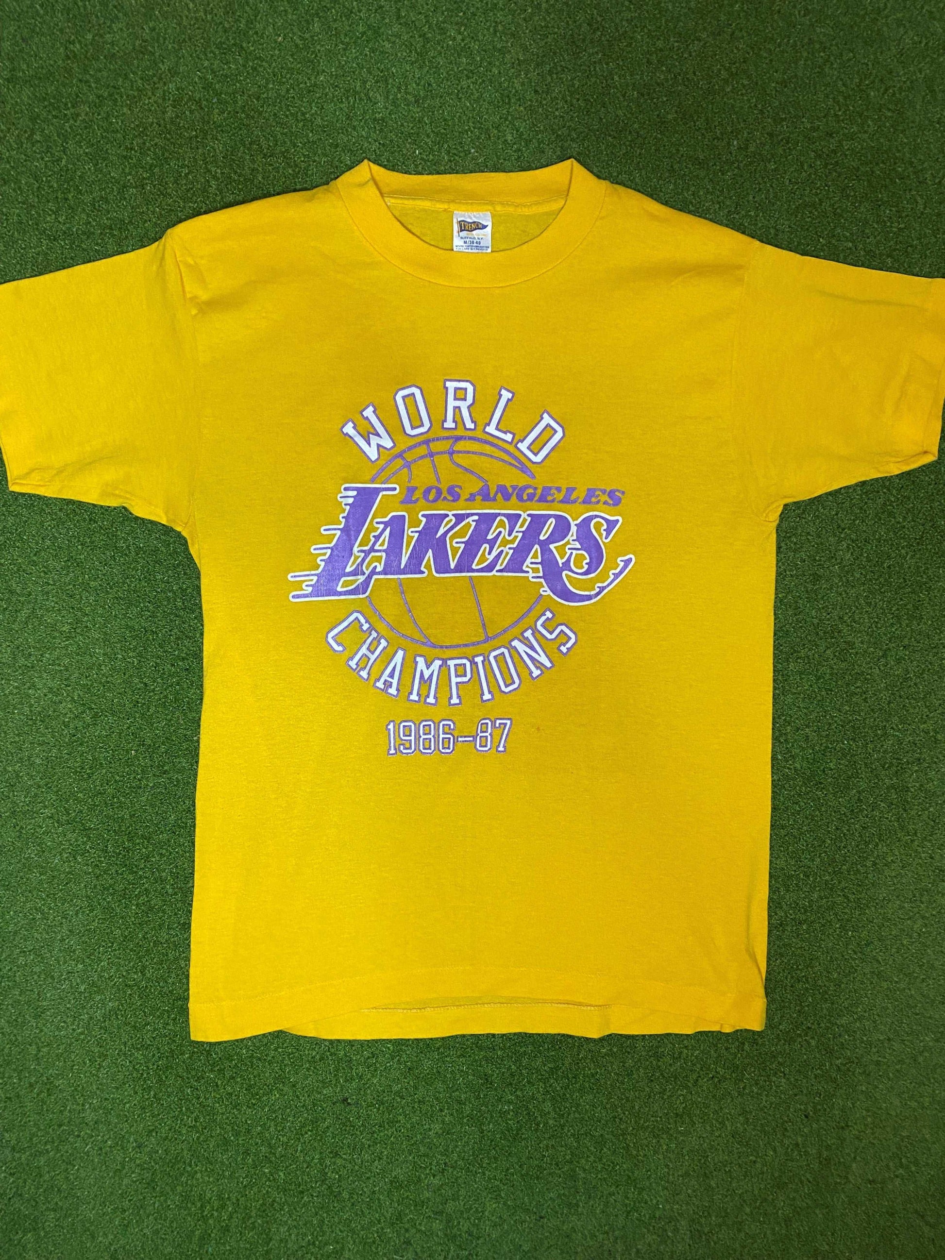 1987 Los Angeles Lakers - World Champions - Vintage NBA Tee Shirt (Medium) - Gametime Vintage