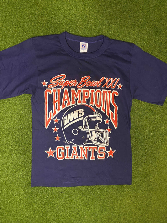 1987 New York Giants - Super Bowl Champions - Vintage NFL Tee Shirt (Small) - Gametime Vintage