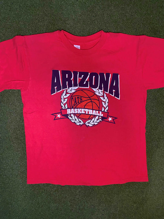 1989 Arizona Wildcats - Vintage College Basketball Tee Shirt (Large) - Gametime Vintage