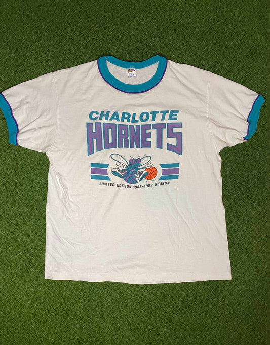 1989 Charlotte Hornets - Vintage NBA Tee Shirt (XL) - Gametime Vintage