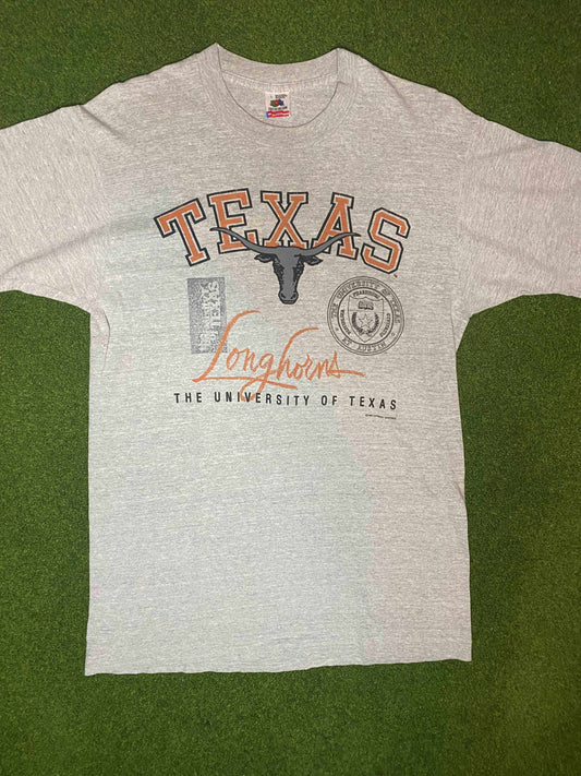 1989 Texas Longhorns - Vintage College Tee Shirt (Large) - Gametime Vintage