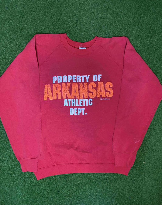1990 Arkansas Razorbacks - Vintage College Crewneck Sweatshirt (XL) - Gametime Vintage